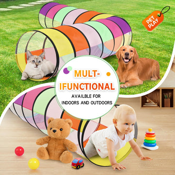 Colorful Baby Play Tunnel For Toddlers With 2 Mesh Sides, Kids Crawling Tunnel Play Tent Pop Up Toddlers Tunnel, Cat Tunnel For
