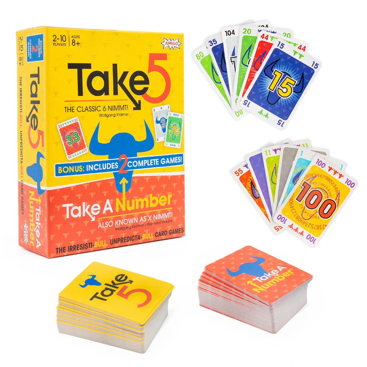 Amigo Games Take 5 & Take A Number Two Complete Games In One Take 5 Is The Classic 6 Nimmt! & Take A Number Is Also Known As