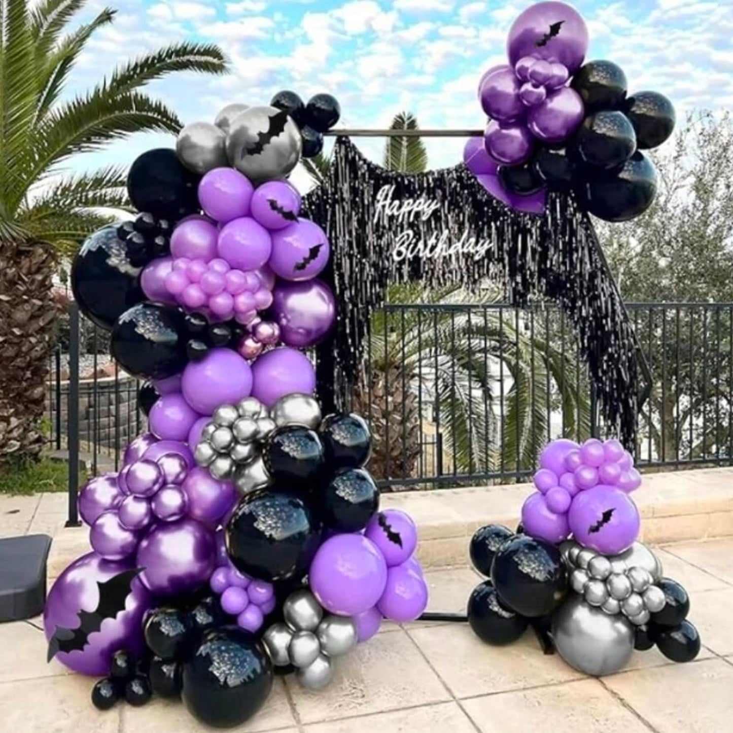 Biapian Purple and Black Balloons, 12 Inch Metallic Latex with Confetti for Halloween, Birthday, Wedding Decorations