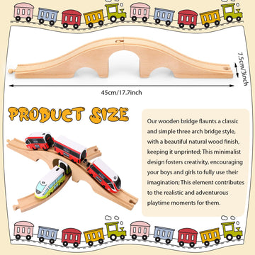 Liliful Wood Train Track Expansion Wooden Train Track Accessories Wooden Train Bridge for Most Major Toy Trains Railway