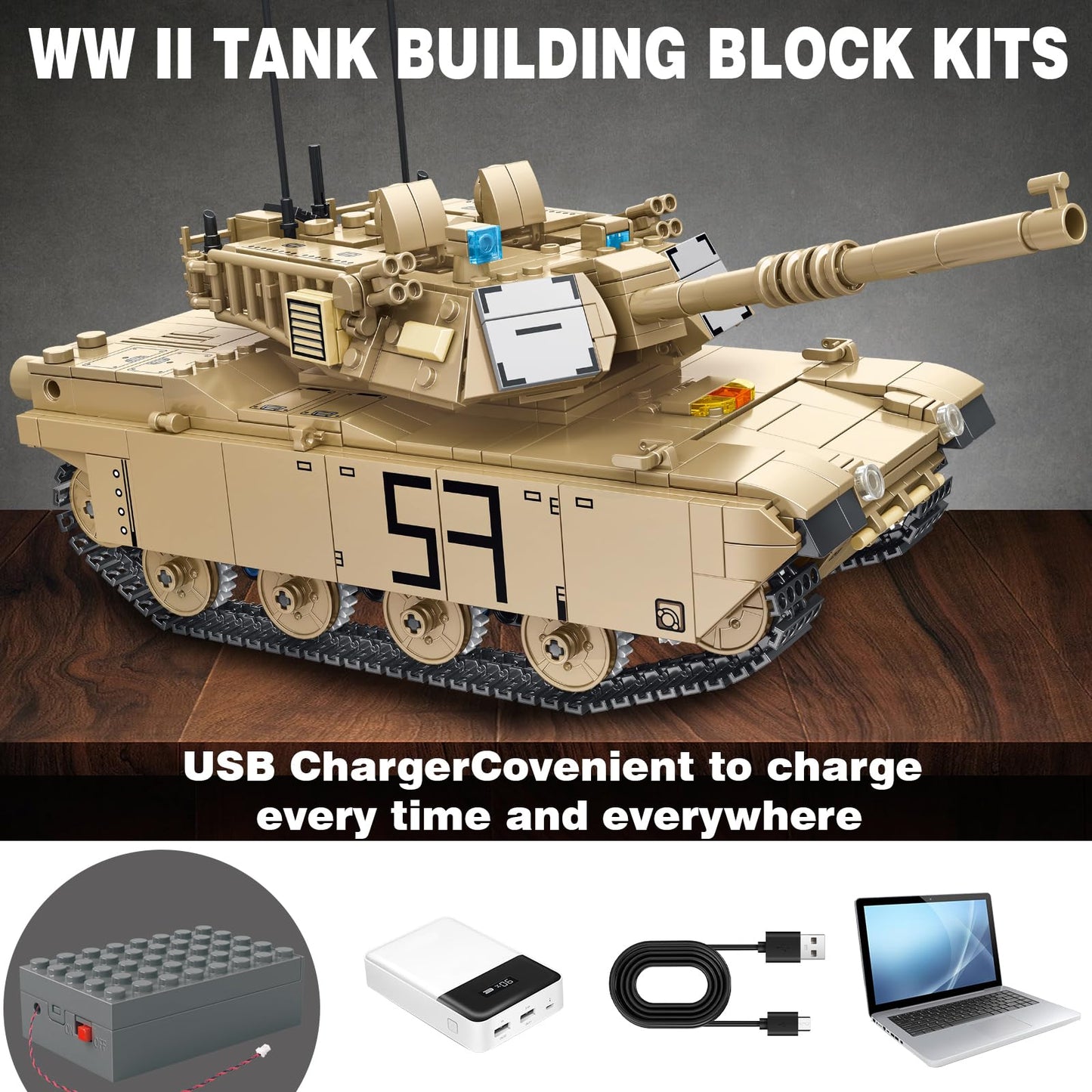 Bestmoment Military M1A2 Rc Tank Building Toys -1096 Pcs Ww2 Army Military Toys Building Blocks For Adults, World Of Tanks Build