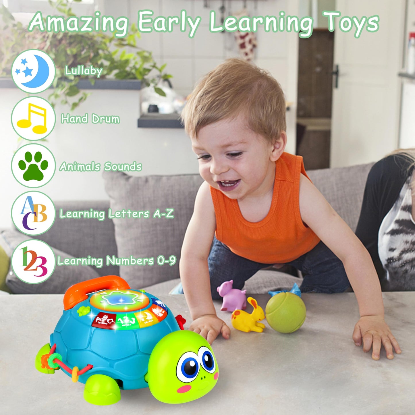 Kwyz Baby Toys 6-12 Months, Musical Turtle Crawling Baby Toys 12-18 Months, Tummy Time Toys With Light & Sound, Infant Toys 0-3
