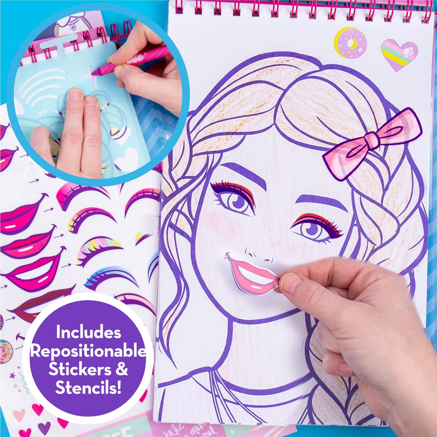 Barbie Makeup Artist Magazine By Horizon Group Usa, Create Your Own Hair & Makeup Looks Using 130+ Stencils, 180+ Stickers, Crayons, Pretend Makeup & More