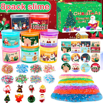 8 Pack Christmas Slime Kit,Funny Jelly Cube Crunchy Slime,Soft & Stretchy,Birthday Gifts For Kids,Christmas Stocking Stuffers,Ch