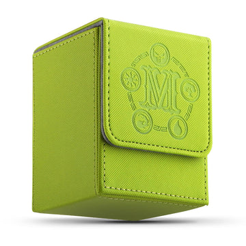 TCGUARD Green Card Deck Box for MTG - Holds 100+ Single Sleeved Cards, Microfiber Lining, Leather, Compatible with TCG & Yu-Gi-Oh!