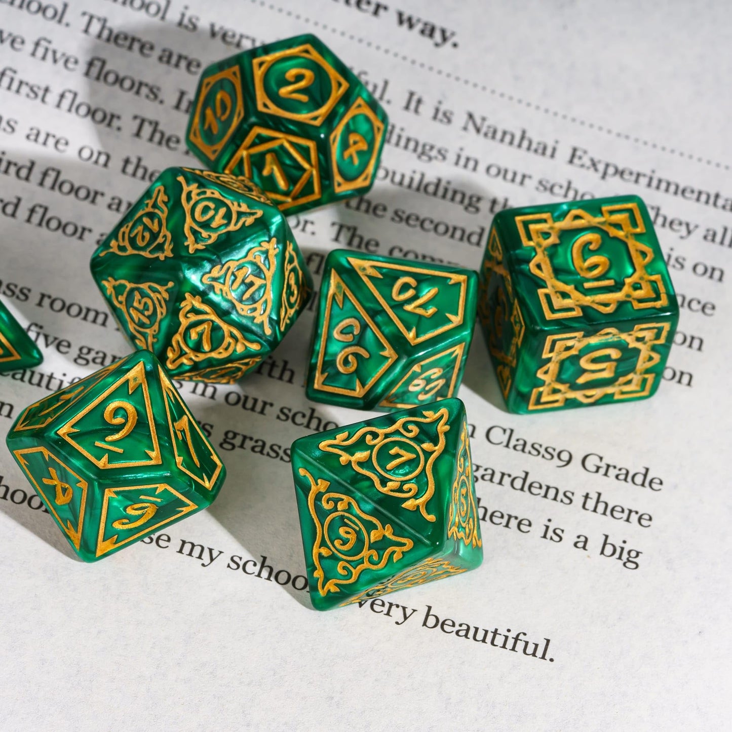 Poludie Dice DND, Polyhedral Dice Set(7 Pcs) D&D Dice with Leather Dice Bag for Dungeons and Dragons Role Playing Dice Games RPG