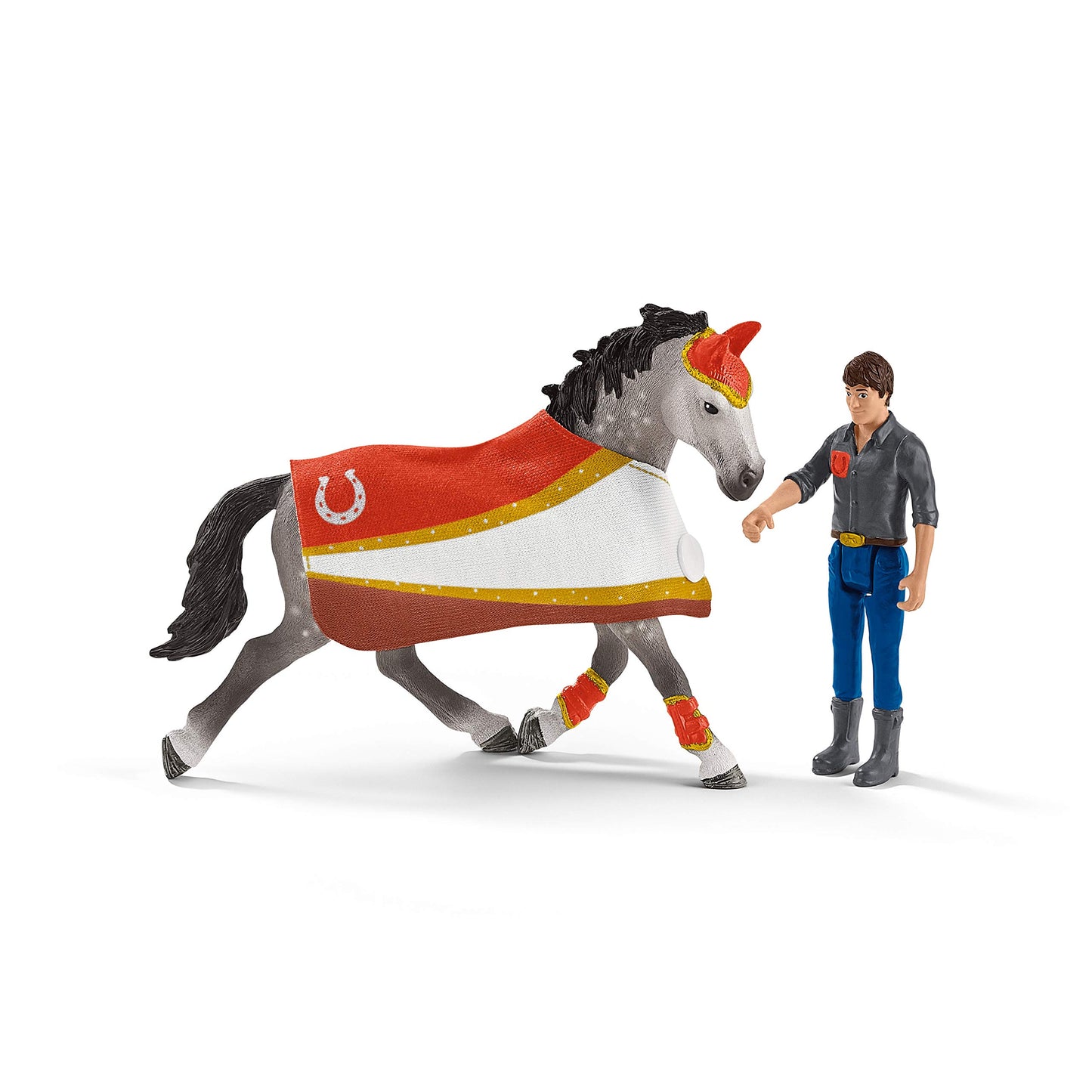 Schleich Horse Club Mia's Vaulting Set - 18 Piece PVC Play Set for Kids, Multi, Model 42443