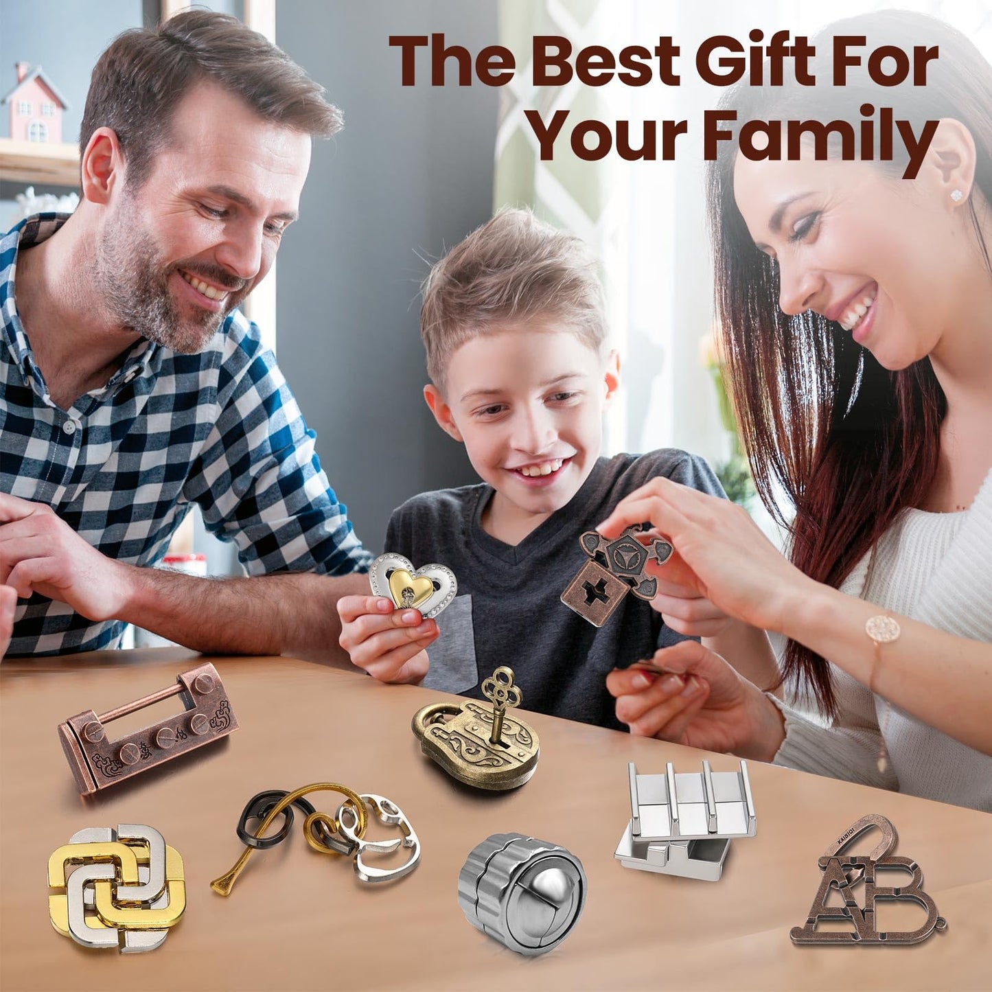 Wettarn 9 Pcs Metal Brain Teaser Puzzles Teaser 3D Steel Puzzle For Adults Unlock Interlocking Puzzle Adult Iq Education Smart Puzzle Toys Gift For Christmas(Novelty Style)