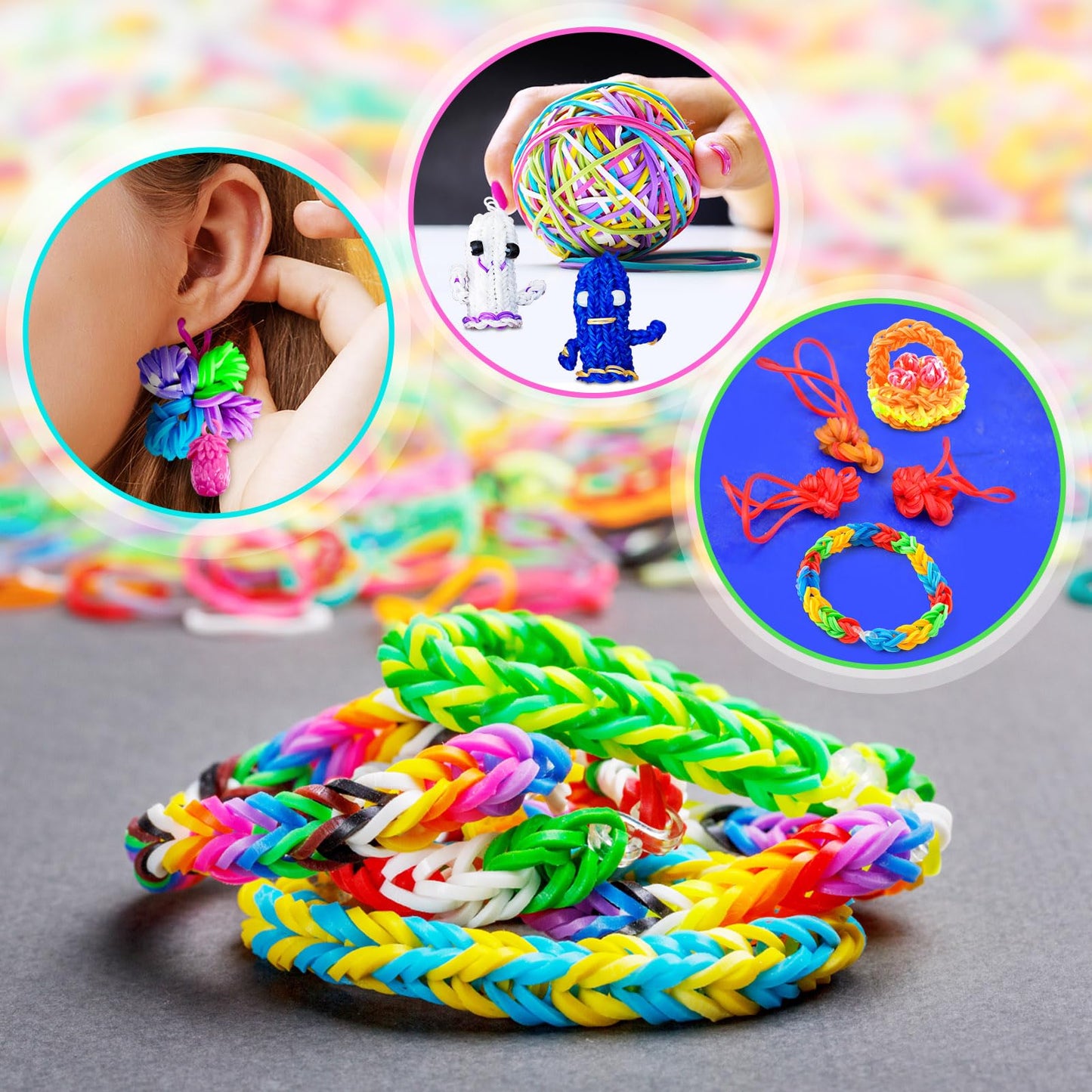 ROSHUKG 7300 Rubber Band Refill Kit in 70 Colours Rubber Bands, Bracelet Making Kit Birthday Gift for Girls Weaving