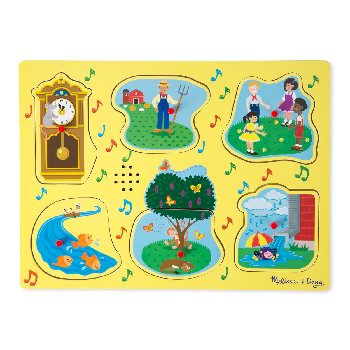 Melissa & Doug Singalong Nursery Rhymes Sound Puzzle Wooden Peg Puzzle (8 Pcs)