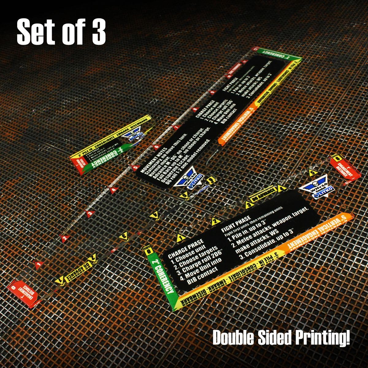 Litko Gauge Set | Compatible With Warhammer 40K 10Th Edition | Movement | Shooting | Fight | Close Combat | Wh40K Templates (Var