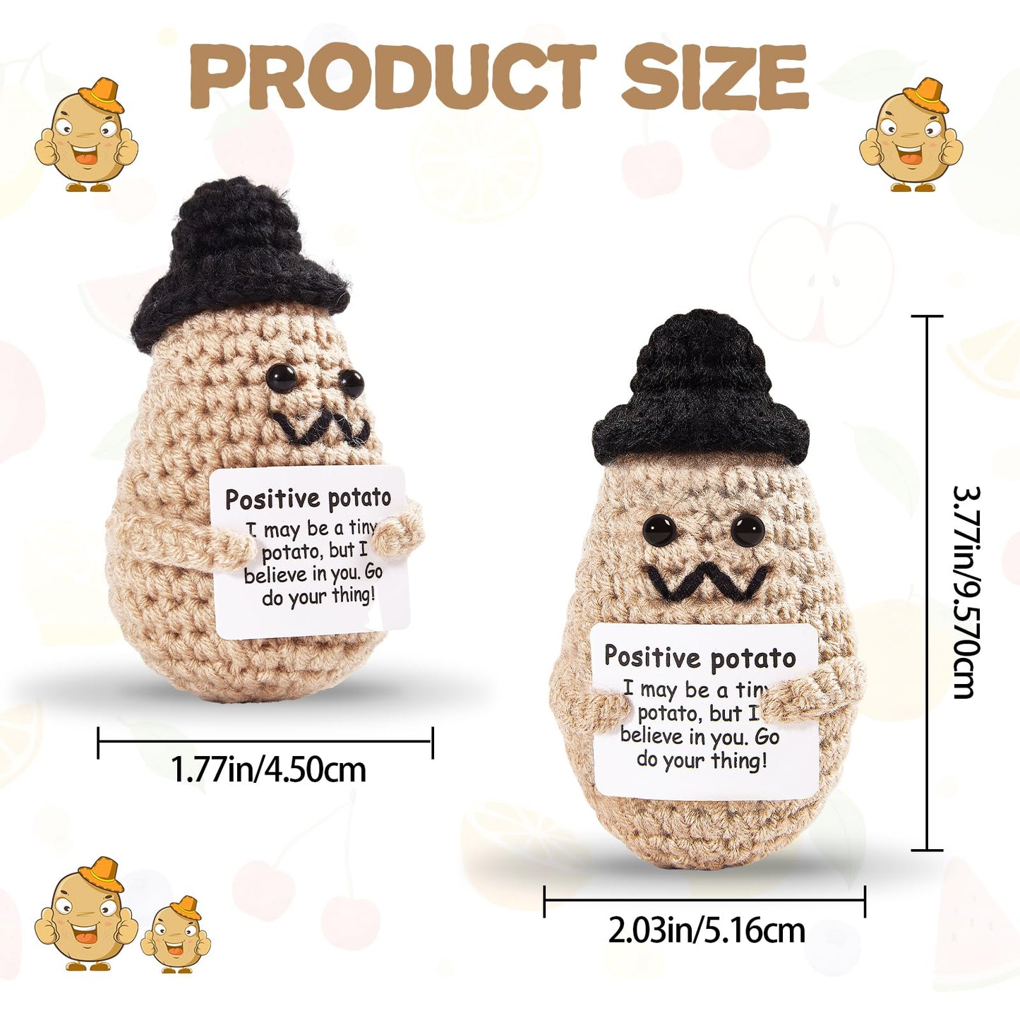 Dafuriet Funny Positive Potato Crochet Gift, 3.7In Handmade Kintted Wool Doll With Emotional Support Positive Card, Cute Cheer Up Gifts For Friends Dad Birthday Party Desktop Decors(Handsome Potato)