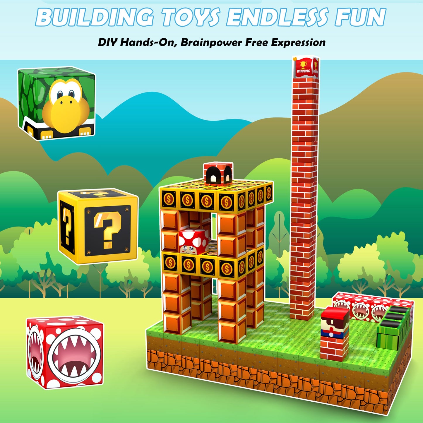 Magnetic Blocks - 200Pcs Build 3D Magnet Building Toys World With Magnetic Tiles, Stem Kids Sensory Toys, Toy Magnetic Building Set B-Day Gifts For Age 3 4 5 6-10 Year Old Boys Girls