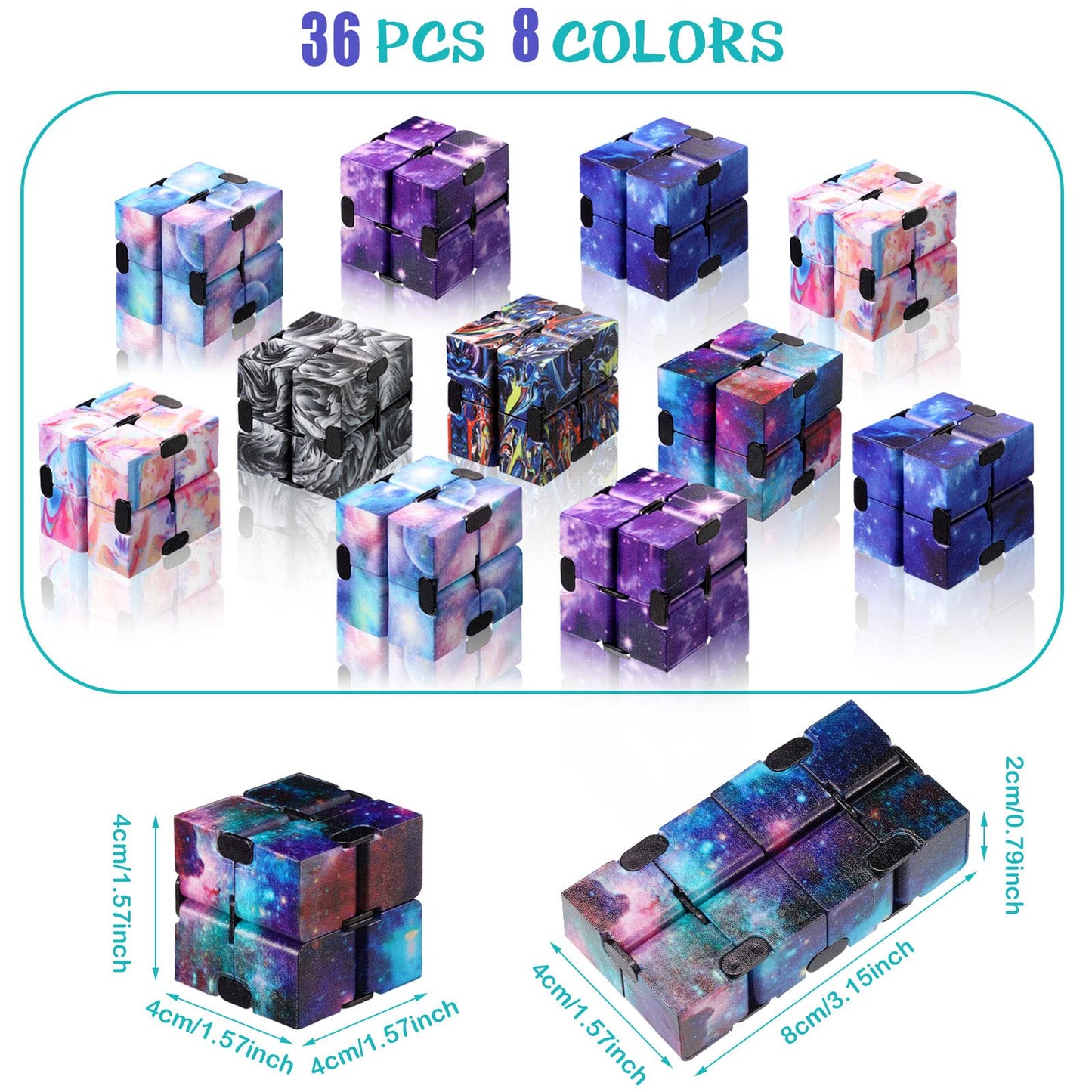 Chivao 36 Pcs Infinity Cube Sensory Toy Handheld Infinite Toy Flipping Hand Cube Desk Gadget Gift Portable Blocks for Adults Anx