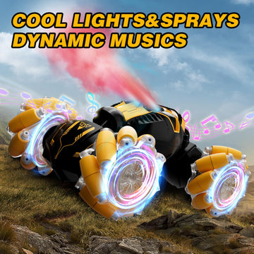 Remote Control Car for Boys 8-12, 4WD Gesture Sensing RC Stunt Car 2.4Ghz with Lights Music Sprayer RC Cars for Boys Age 4-7 8-1