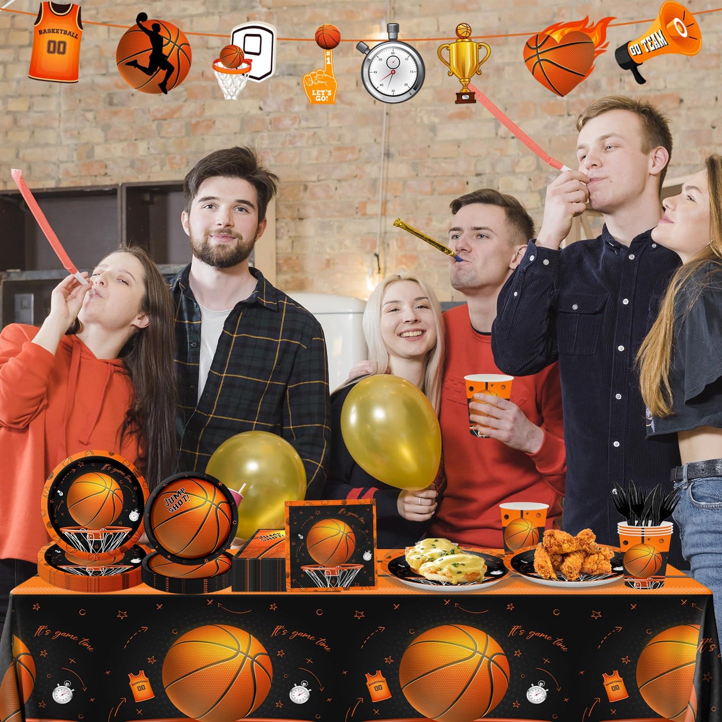 Basketball Party Supplies, 142Pcs Basketball Sports Theme Birthday Party Supplies Tableware Set,Include Basketball Plates And Na