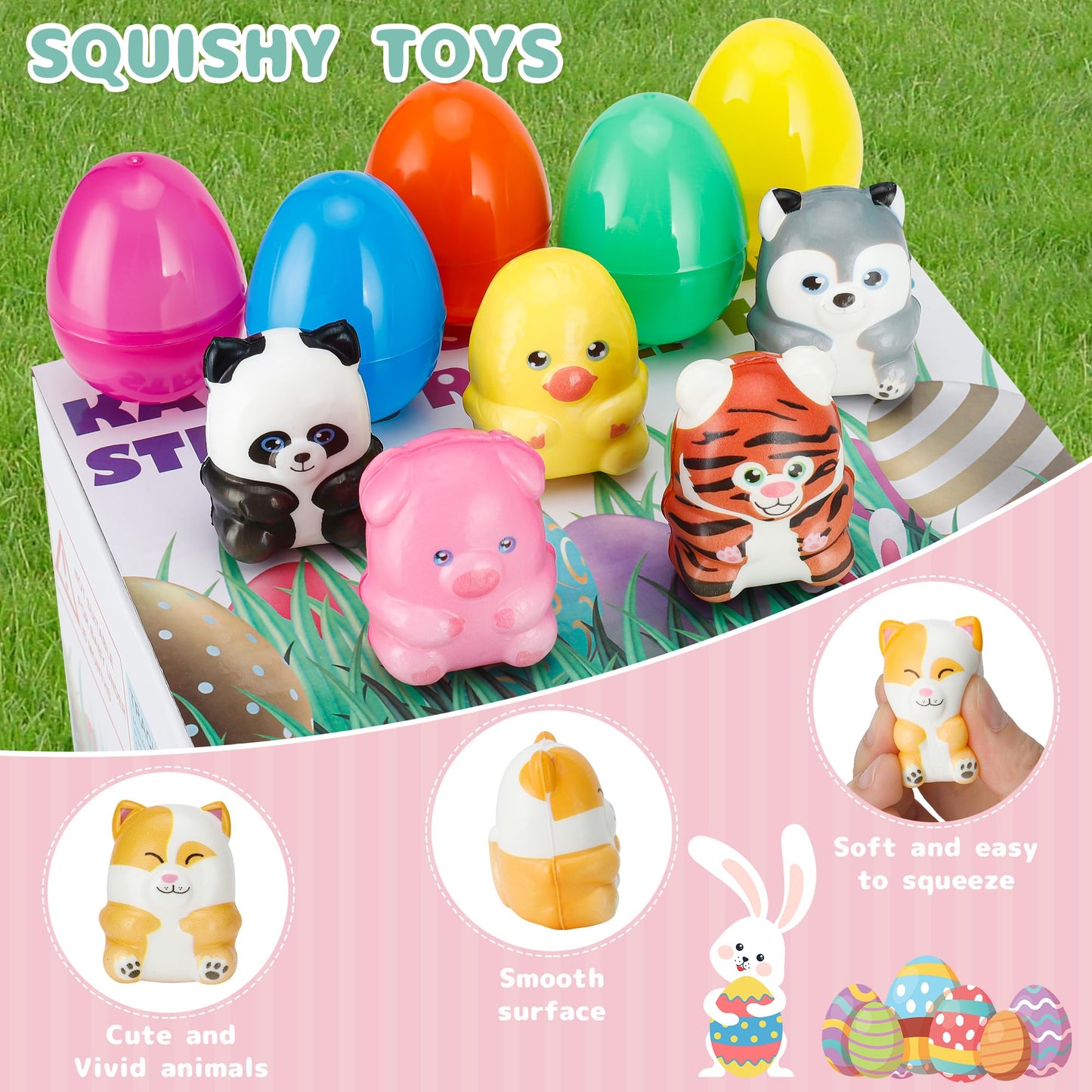 Slow Rising Squishy Toys With Easter Eggs - 30 Pcs Stress Relief Fidget Toys,Birthday Goodie Bag Stuffers Treasure Box Toys, Kid
