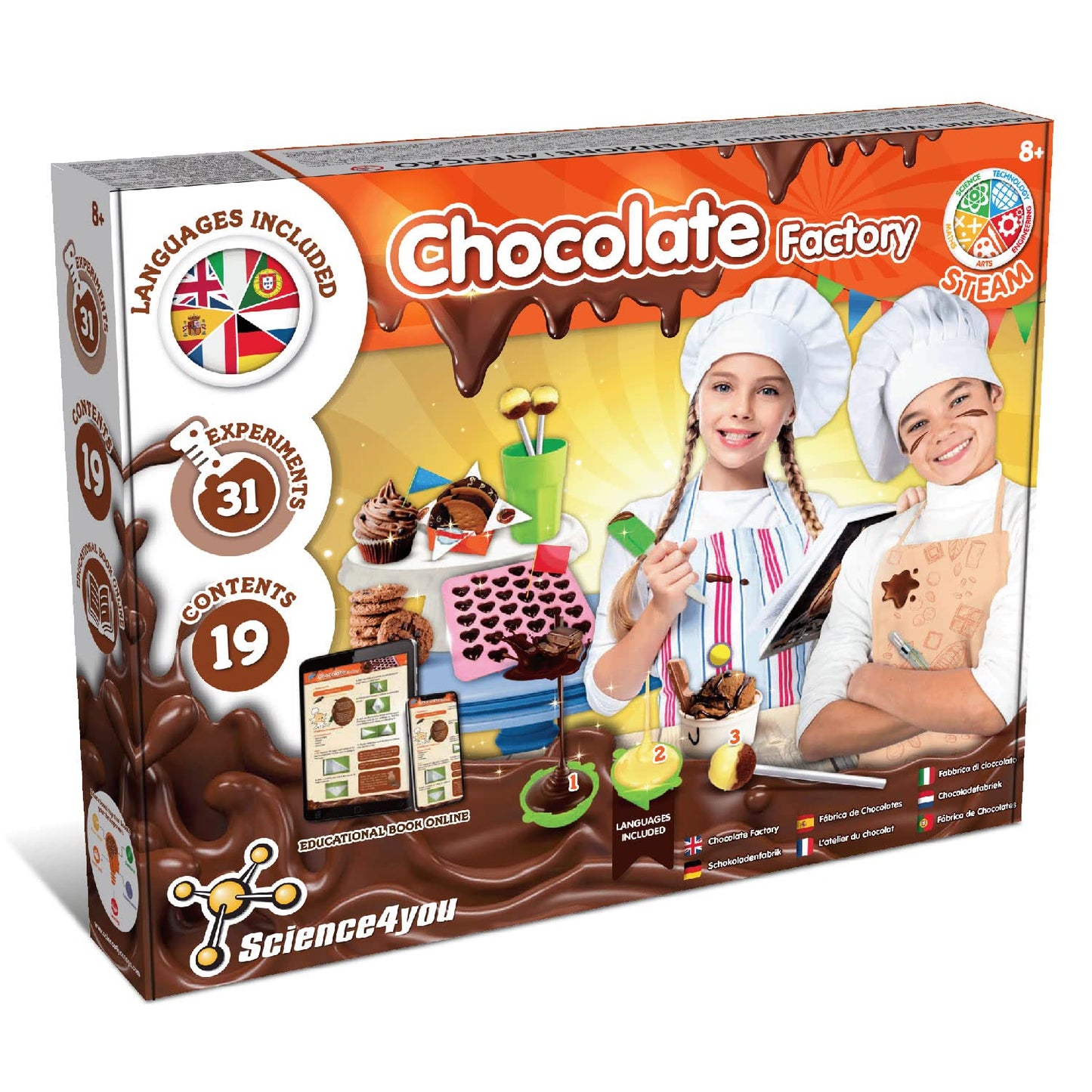 Science4You Chocolate Factory For Kids - Chocolate Making Kit + 31 Experiments + Molds Included, Kid´S Baking Kit To Make Chocolate Candies, Games, Toys, Gifts For Boys And Girls 8 9 10+ Years Old