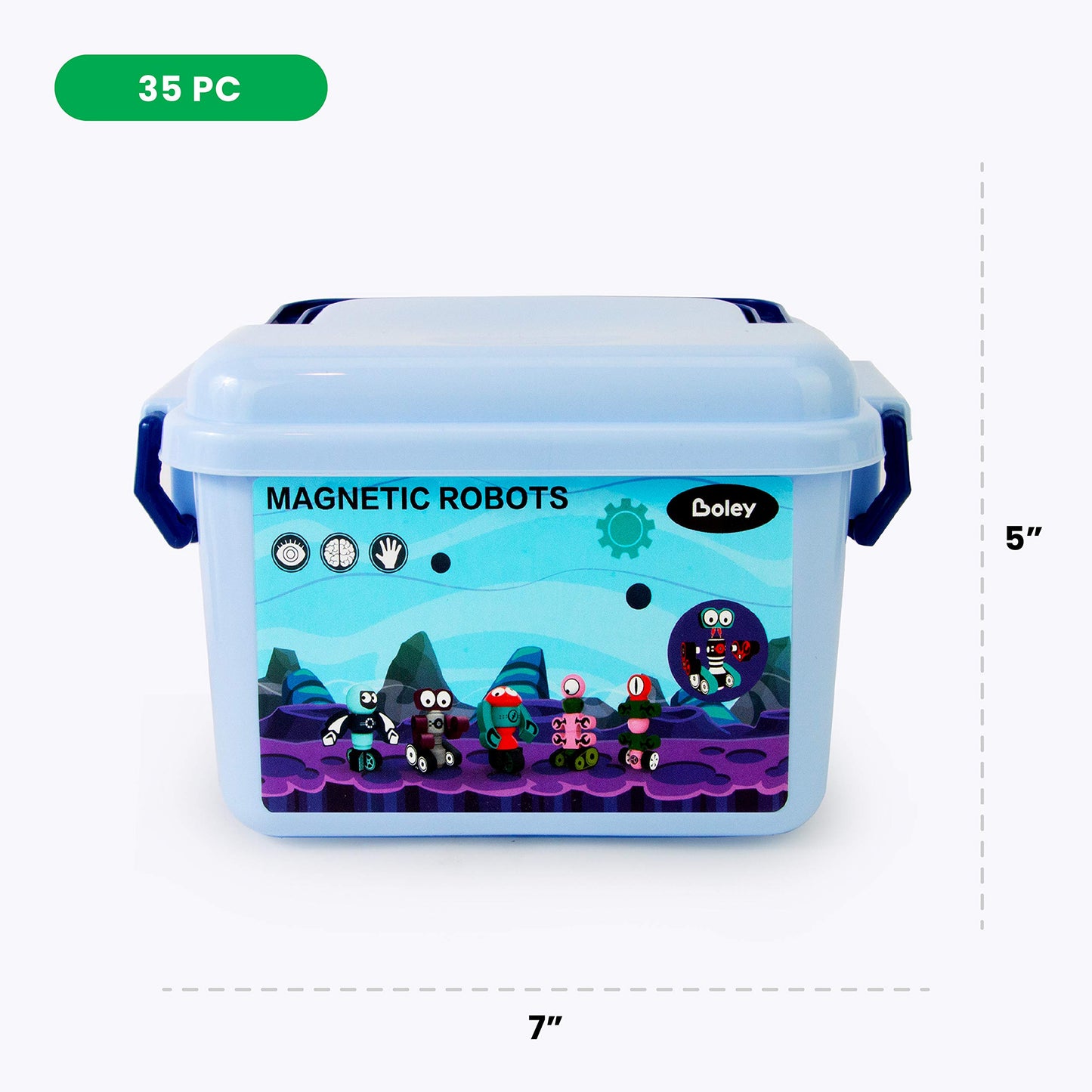 Boley Magnetic Robot Set - 35 Piece Stem Educational Magnet Building Toys For Kids - Creative Robot Construction Kit With Strong Magnets And Storage Box For Boys And Girls Ages 3 And Up