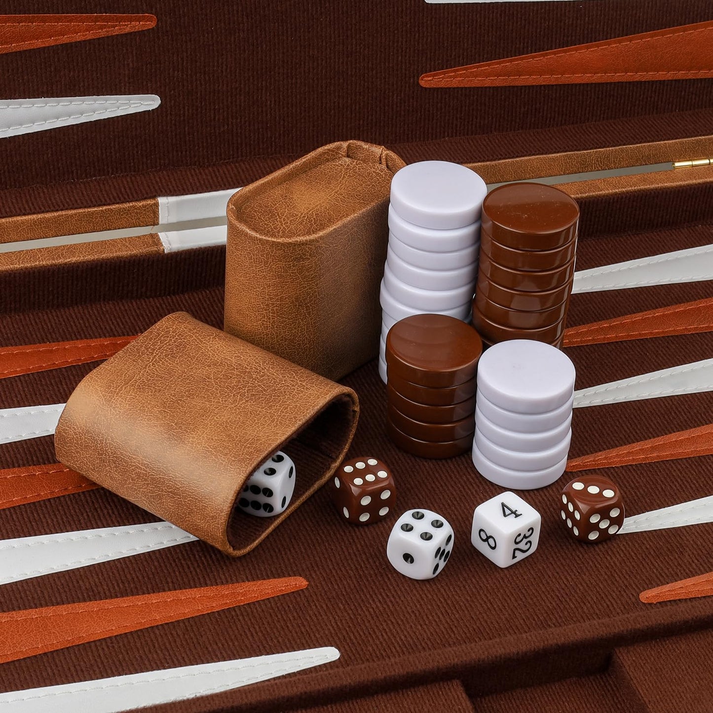 Reriver Backgammon Set 2 Players Classic Backgammon Sets For Adults Board Game With Pu Leather Case Portable And Travel Backgammon Set (Retro Brown, 18Inch)