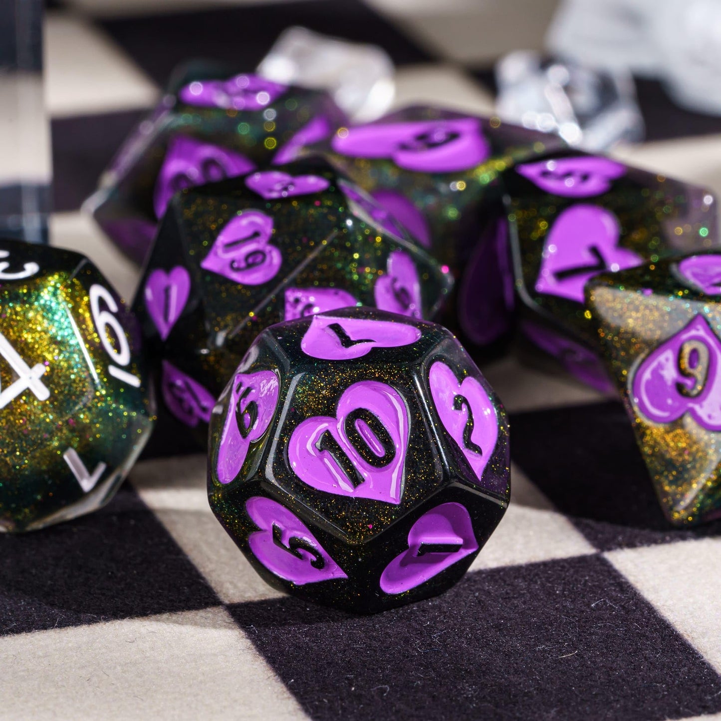 HDdais 8 Piece DND Dice Set, Heart Polyhedral Dice Set Extra D12 D&D Dice for Dungeons and Dragons Role Playing Game and Other T