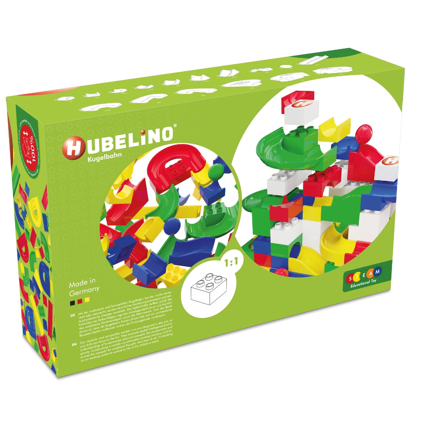 Hubelino 128 Piece Run Elements - The Original Marble Run Expansion Set - Made In Germany