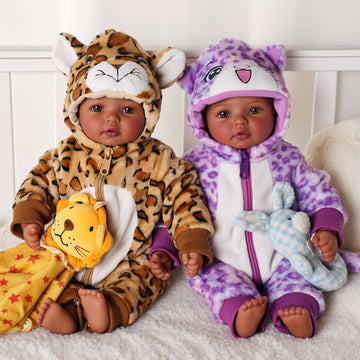 Babeside Black Baby Dolls Twins - 17Inch Realistic Soft Cloth Body Dolls With Brown Eyes, Perfect For 3+ Year Old Girls, Ideal F