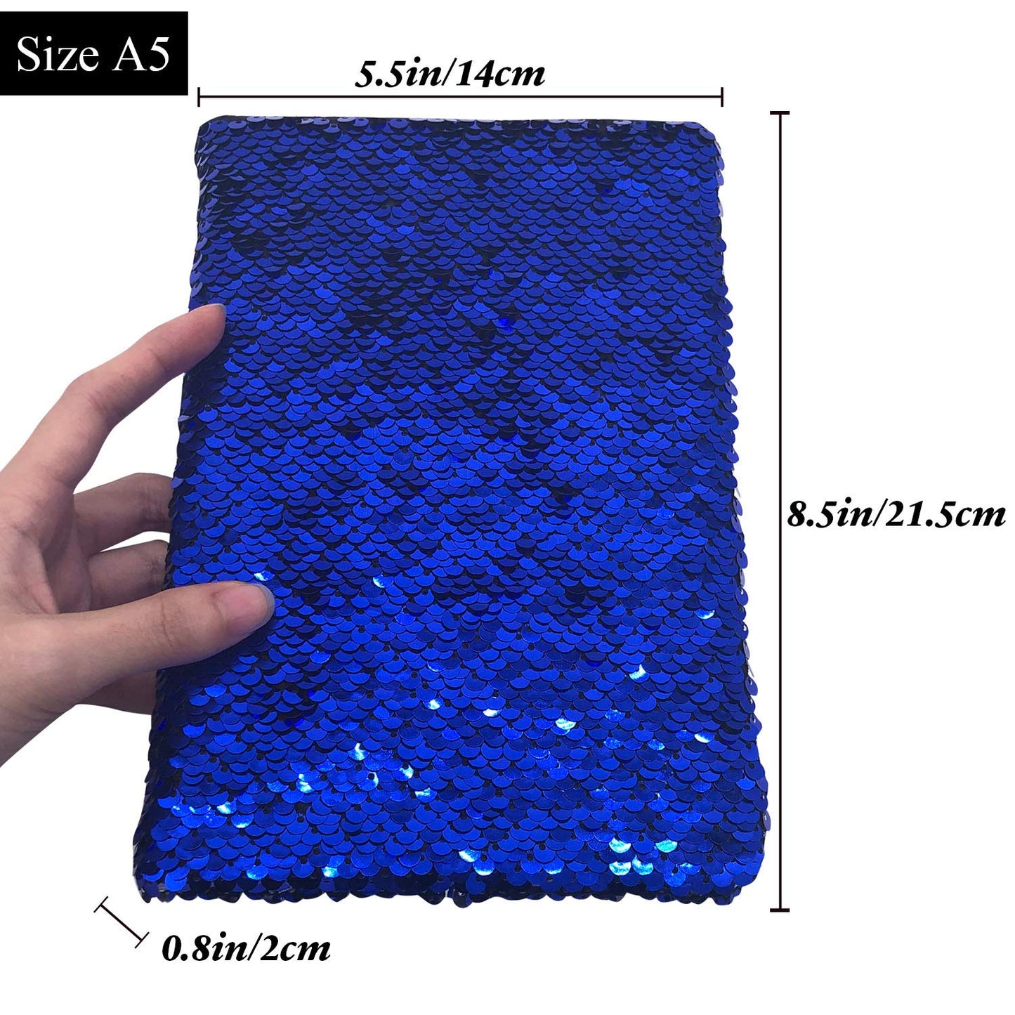 Ginmlyda Sequin Girls Journal For Kids, 8.5X5.5 Inches 160 Lined Pages Diary For Girls And Boys Reversible Flip Sequence Notebook For Teenage Pre School Writing Drawing Travel Gifts (Blue-Sliver)