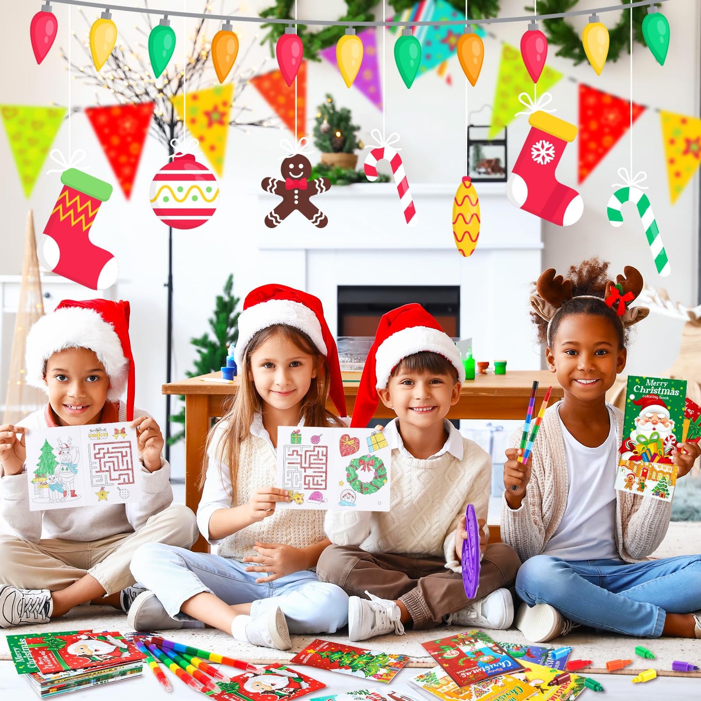 Benlouis 48 Pcs Christmas Mini Coloring Books Kids Christmas Party Favors Activity Books Bulk For Kids Students Xmas Holiday Par