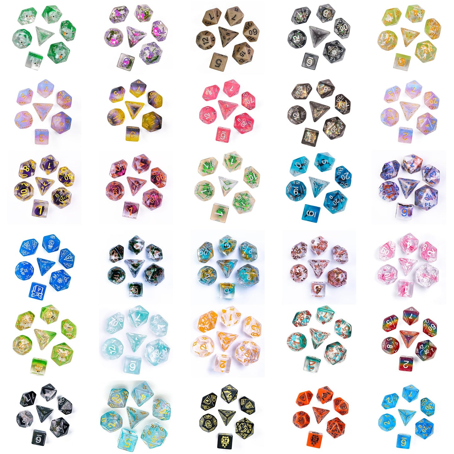 HDdais Mystery Dice Set D&D, 7PCS DND Polyhedral Dice Set with Multi Styles, Random Pattern, Dice Blind Bag Resin Dice for Dunge