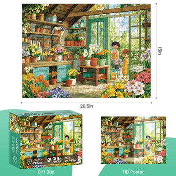 500 Piece Jigsaw Puzzles for mature-themeds Cozy Flower Shop with Children Puzzles for mature-themeds Fun and Challenging Puzzle for Family Time Relaxing Gift for mature-themeds Kids Seniors 20.5 x 15 in
