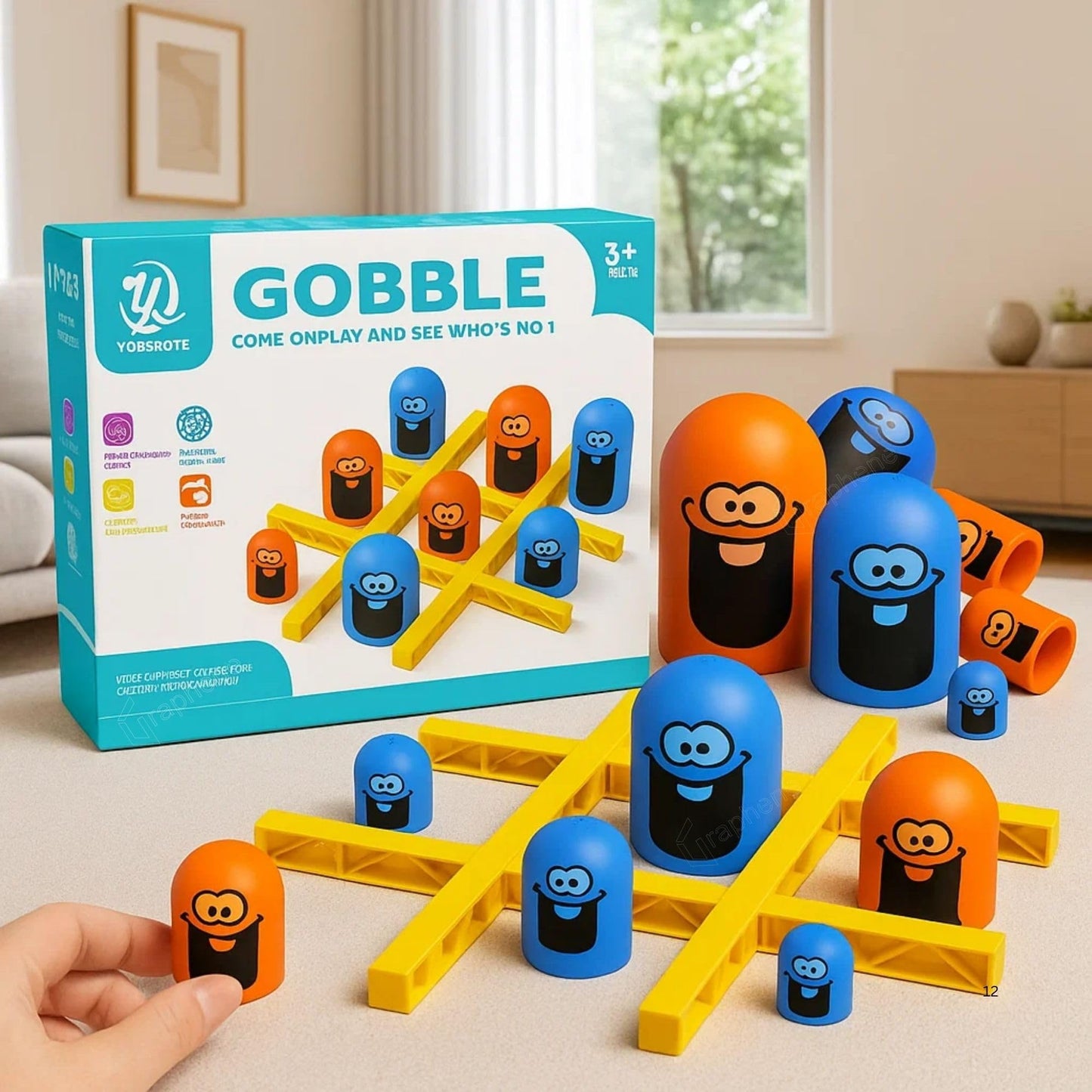 Graphene 3D Tic Tac Toe Board Game Cross & Zero Gobble Learning Toy For Adults Kids Girls Boys Family Fun Strategy Brain Develop