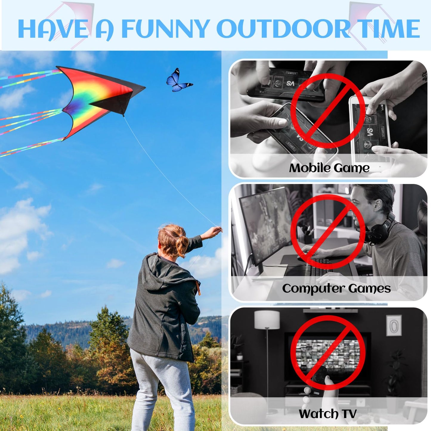 Halloscume Large Delta Kites for Adults Easy to Fly 57.1 Inch with 328.1 ft String Rainbow Beach Delta Kites for Beginner Outdoo