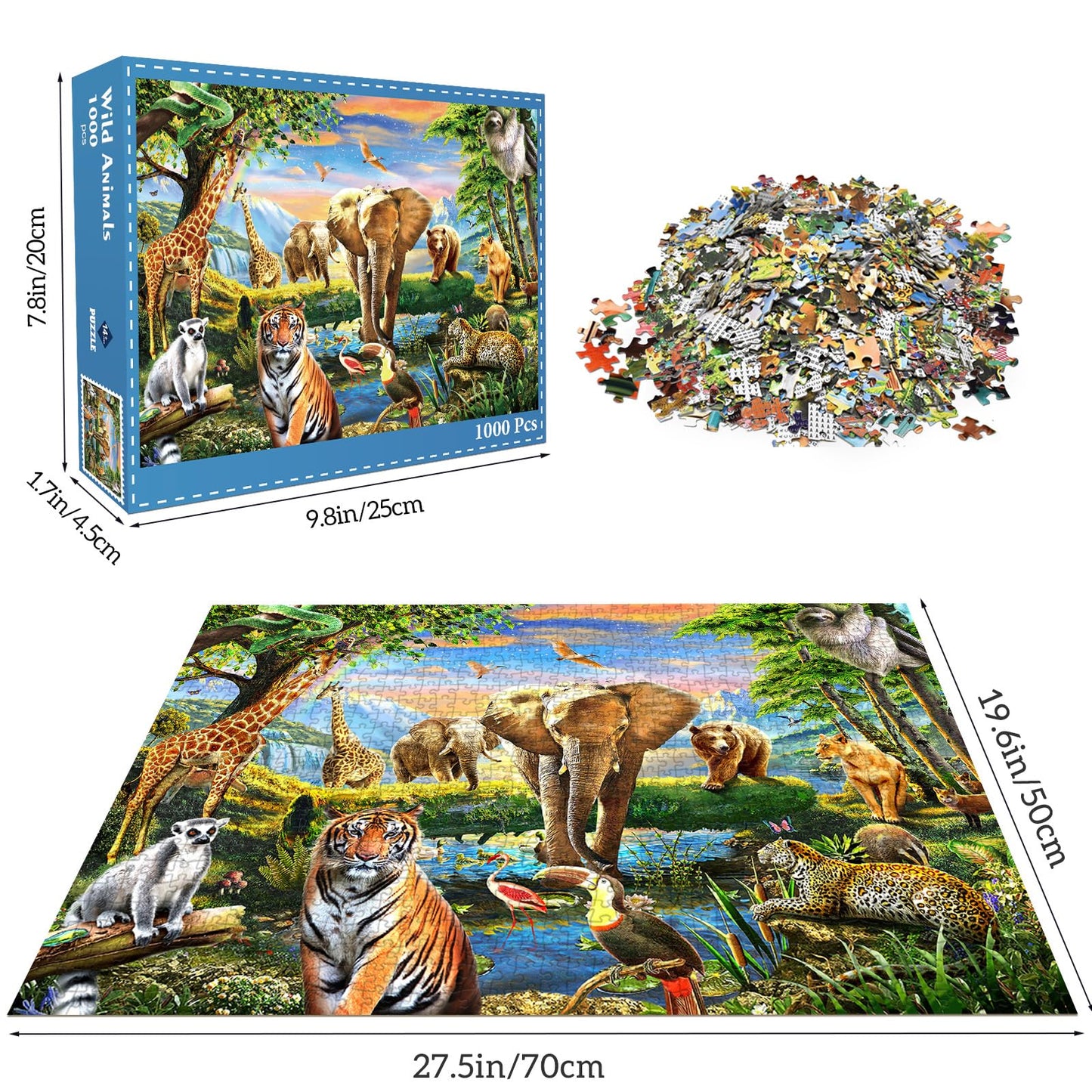 1000 Pieces Puzzles For Adults, Animal World Jigsaw Puzzle Challenging Night Game, Interlock Perfectly No Dust, For House Decora