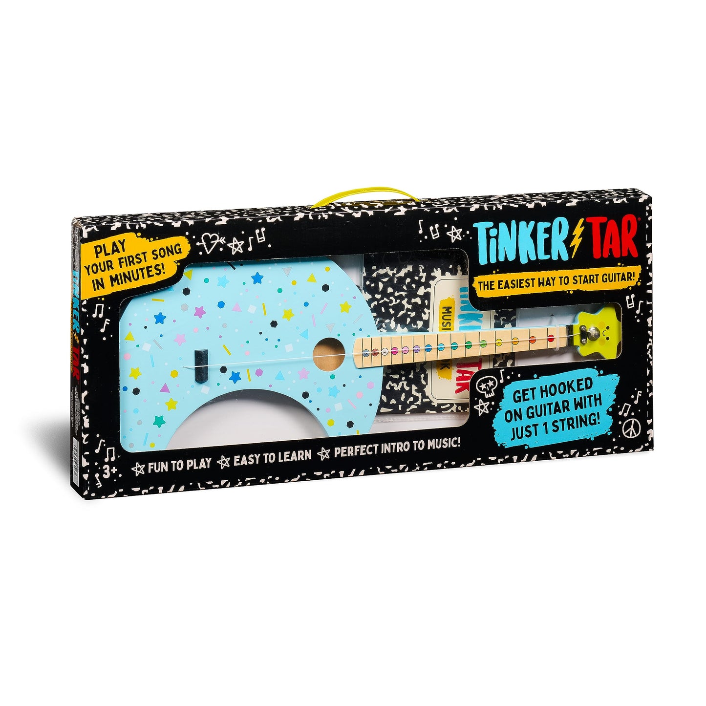 Tinkertar - Moon Guitar - The Easiest Way To Start And Learn Guitar - Premium Wood Construction - 1 Stringed Toy Instrument For