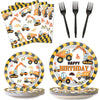25 Guests Construction Birthday Party Plates Napkins Forks Supplies Set Dump Truck Party Disposable Tableware Paper Plates Dinne