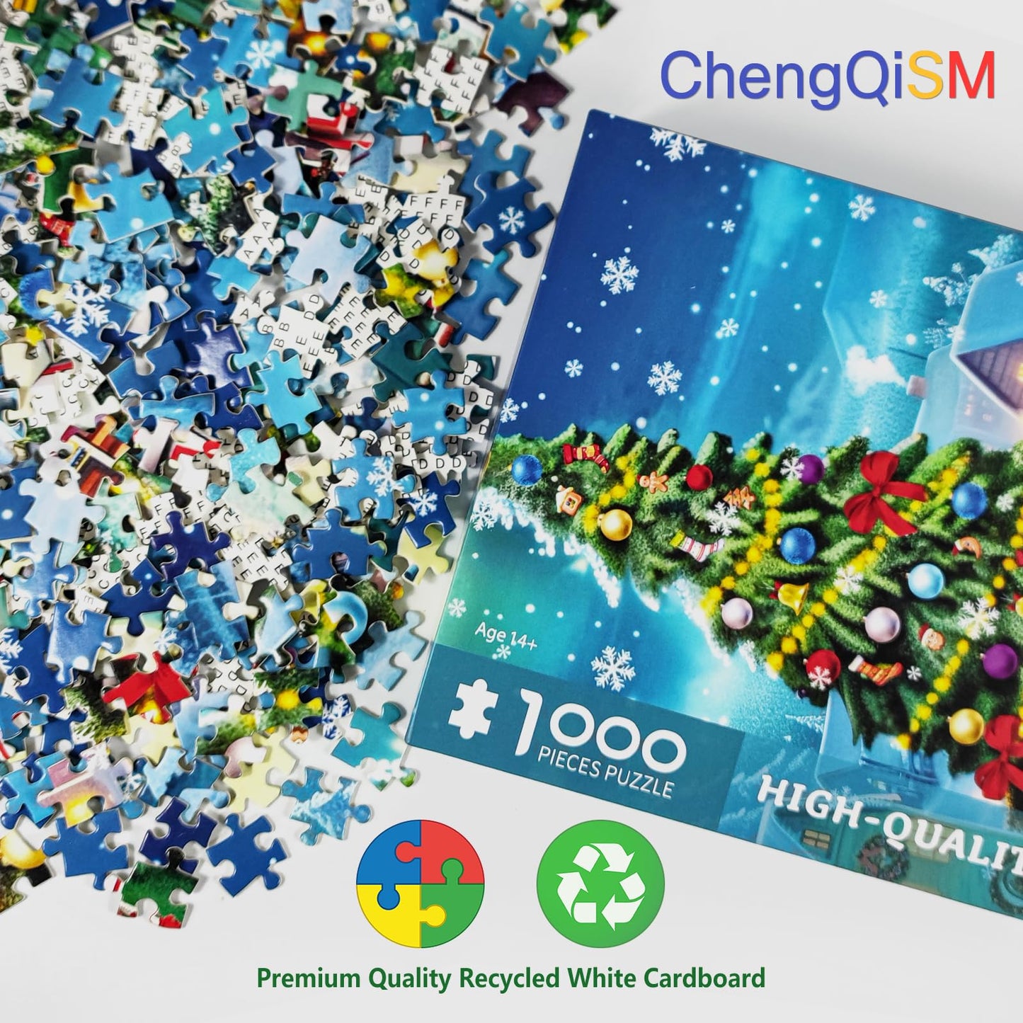 1000 Piece Puzzle For Adults Christmas Snowscape Christmas Puzzle, Snowing Village Scene Christmas Puzzles 1000 Pieces, Christmas Puzzles For Adults Christmas Jigsaw Puzzle Christmas Vacation Puzzle