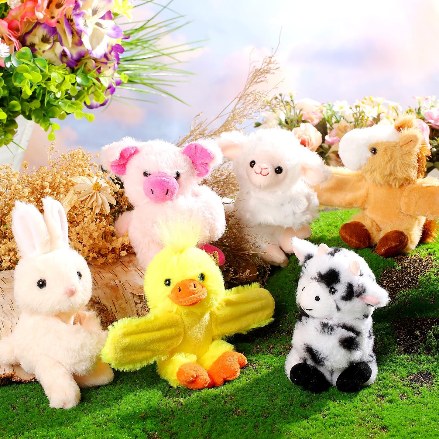 Gemscream 6 Pack Stuffed Animal Slap Bracelets Plush Animal Snap Bracelets Cute Wrist Slap Band Toy Wrist Animals Wrist Pets Sla