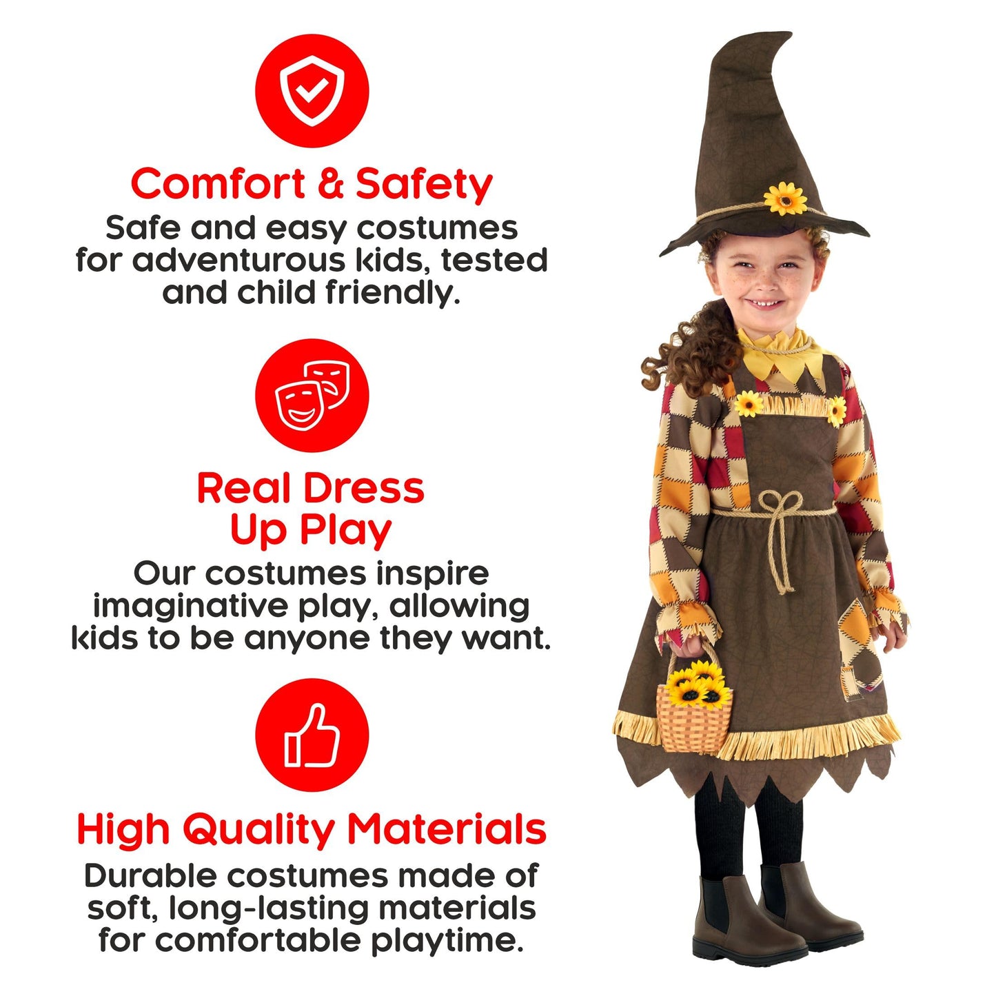 Morph Sunflower Kids Scarecrow Costume Girls Toddler Girl Scarecrow Costume With Scarecrow Hat Baby Scarecrow Costume Girl - Scarecrow Toddler Costume Girl 1-2 Years