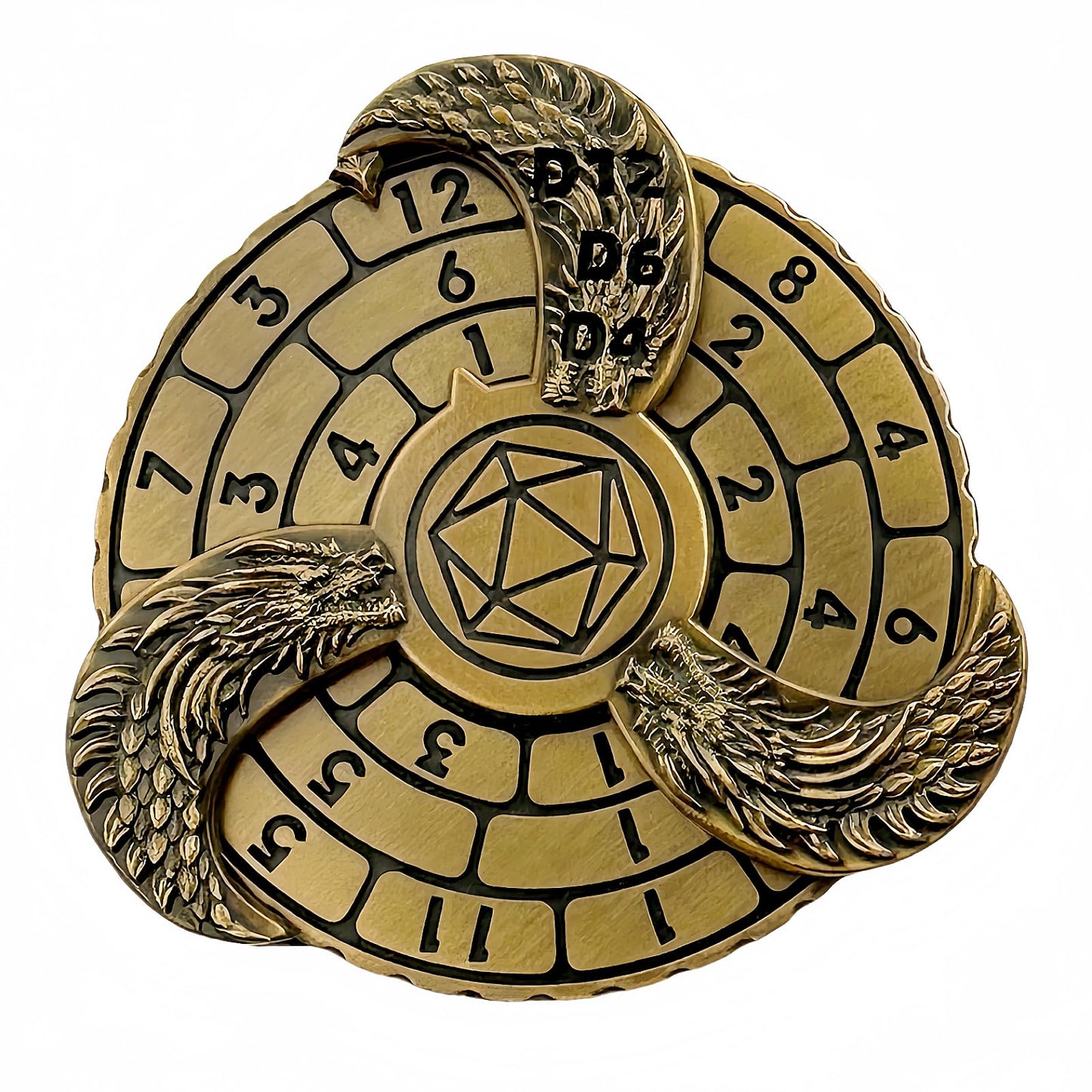 D&D Themed Fidget Spinner, dice Spinner, D4,D6, D8, D10, D12,D20,D% 7-in-1 Metal dice, Perfect for D&D Dungeons and Dragons, RPG
