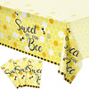 Tatuo Bee Plastic Tablecloths Sweet as Can Bee Decorative Table Cover Honey Baby Shower Party Tablecloth Set for Birthday Party