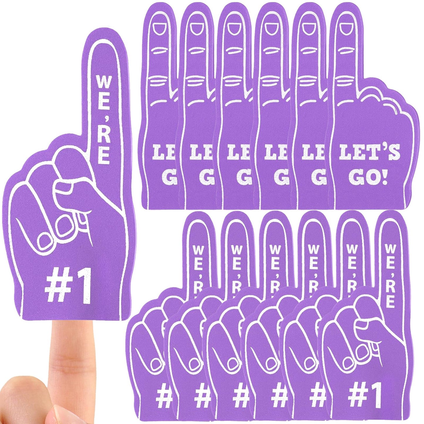 Seevor 12Pcs Foam Finger Mini Foam Fingers 5 Inch Cheerleading Foam Finger For Sports Events Games Themed Birthday Party (Purple