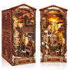 Quanquer Diy Book Nook Kit - Diy Dollhouse Booknook With Led Light - 3D Wooden Puzzle Miniature House Kits Bookends - Diy Crafts For Adults - Bookshelf Insert Decor - Gifts Family And Friends