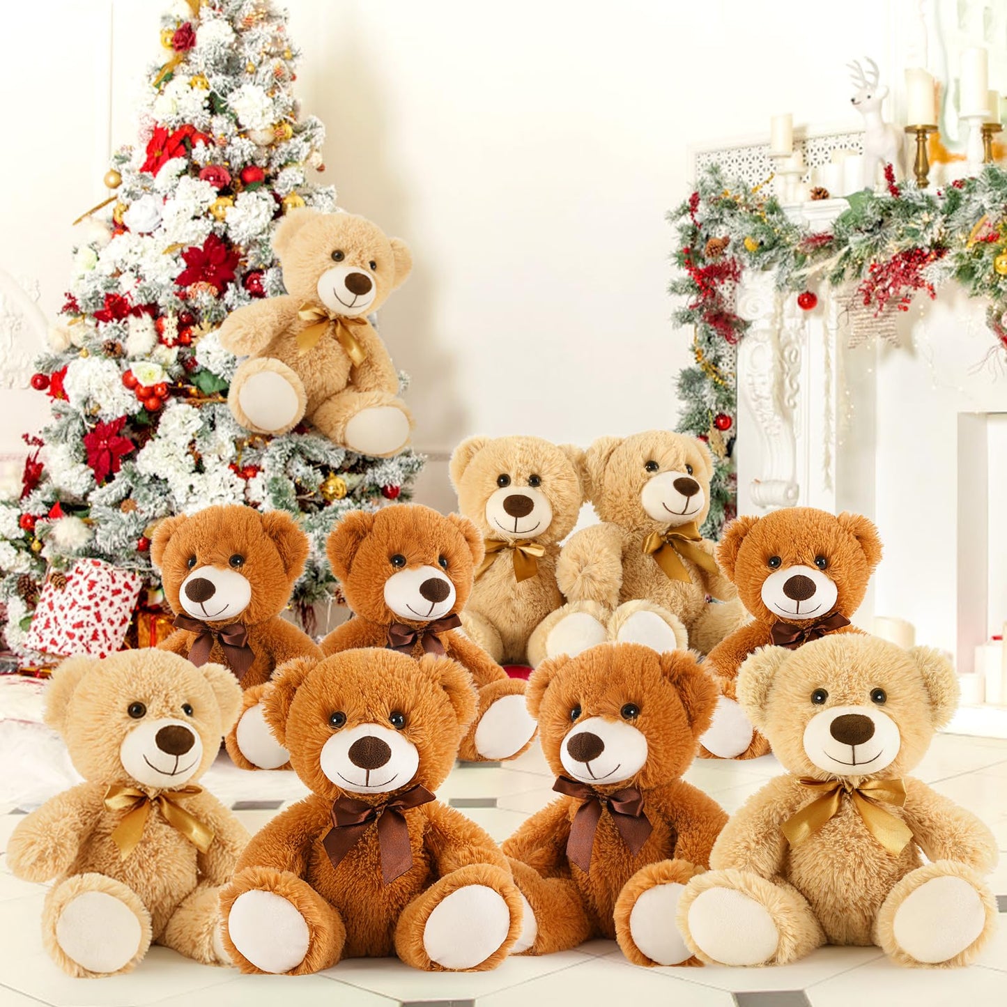Morismos 10 Packs Bulk Teddy Bears Stuffed Animal, Soft Teddy Bear Bulk, 13.5' Small Bears Plush For Centerpiece Baby Shower, Kids