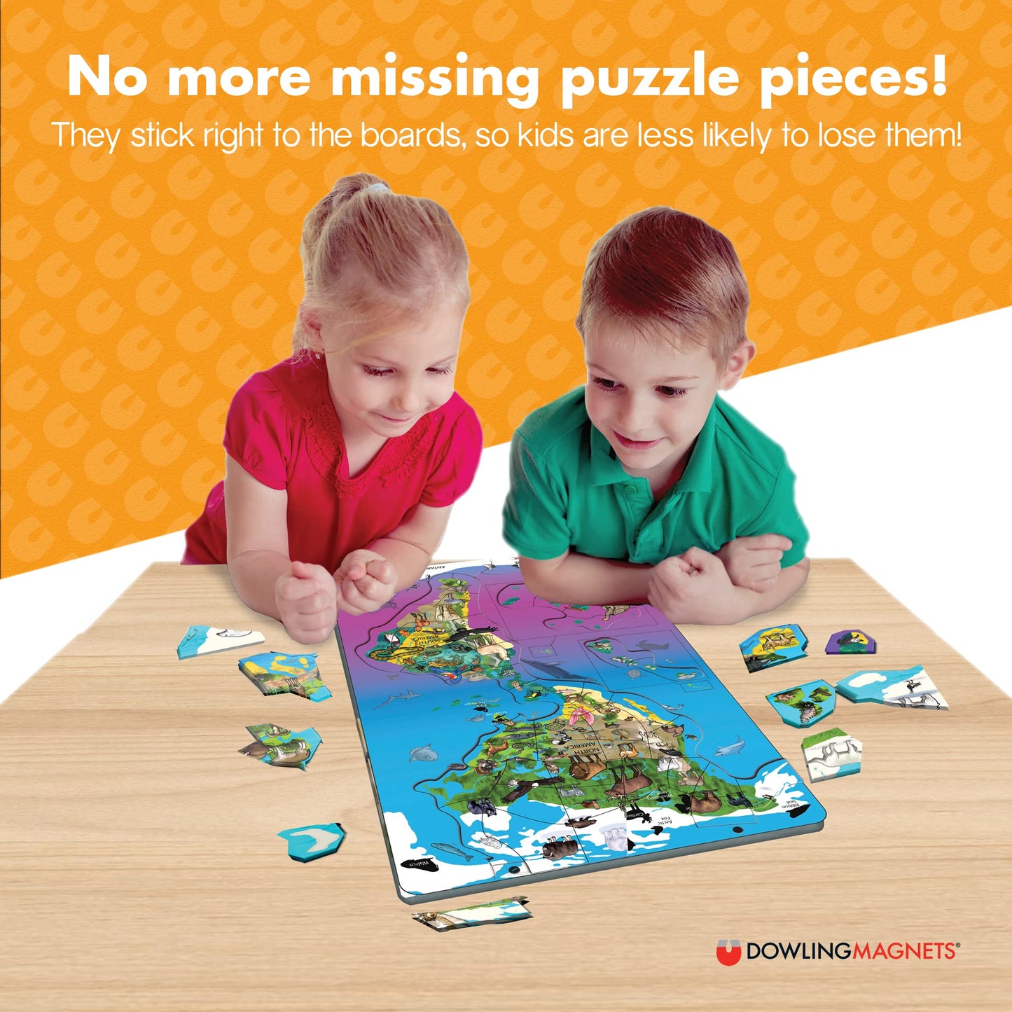 Dowling Magnets Animal Magnetism Magnetic Wildlife Map Puzzle Bundle, Set Of 3 Puzzles: North America & South America, Eurasia & Africa, Asia & Australia (Per Puzzle: 11.50 Inches W X 18 Inches H)
