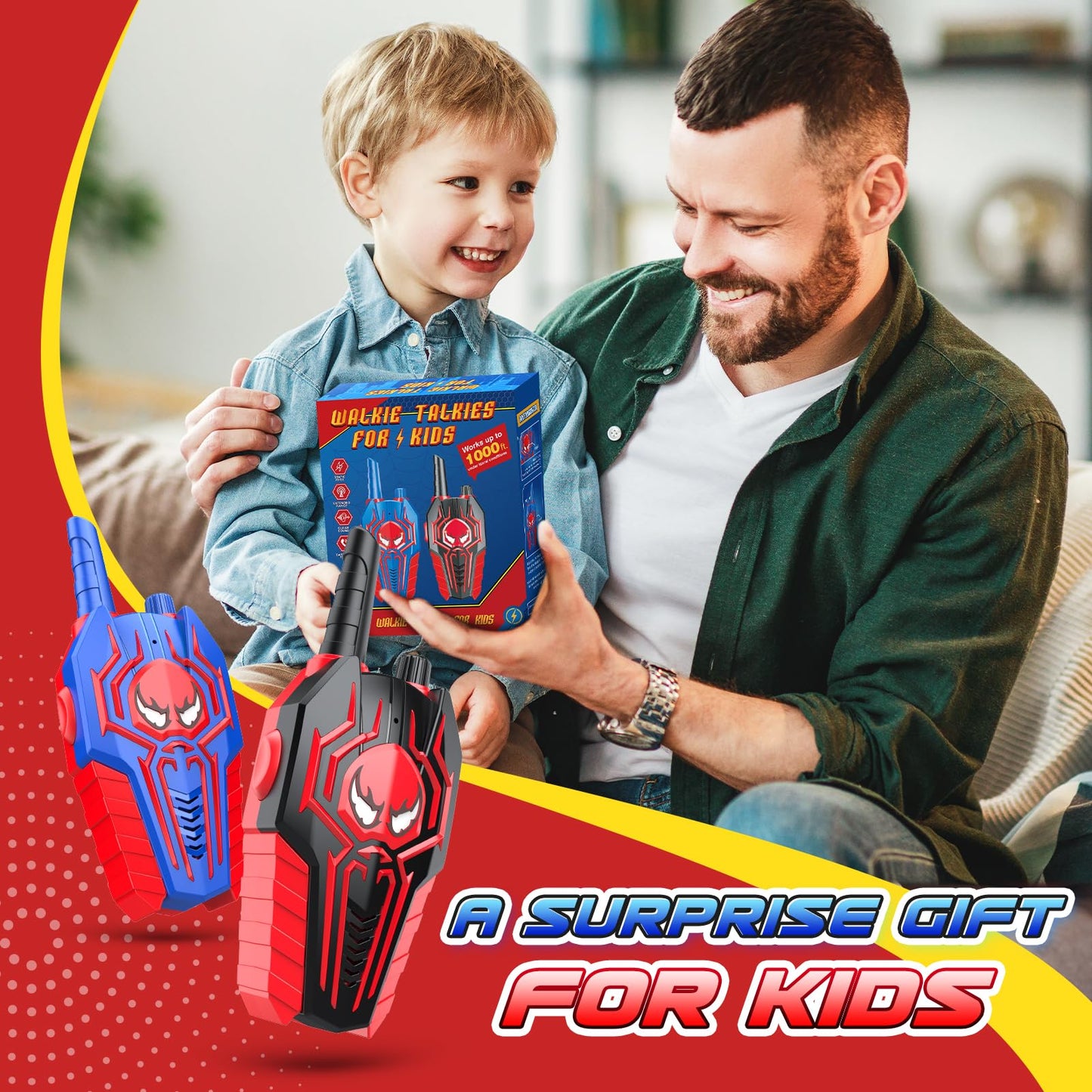 Cool Walkie Talkies for Boys Kids: Gifts Toys for 3 4 5 6 7 8 Year Old Boys Ages 5-7 Kids Walkie Talkies 2 Pack Outdoor Hiking C