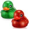 Honoson 2 Pcs 6.89 Inch Christmas Giant Glitter Rubber Ducks Big Rubber Ducky Jumbo Sparkly Duck Bathtub Toys With Squeaky Sound