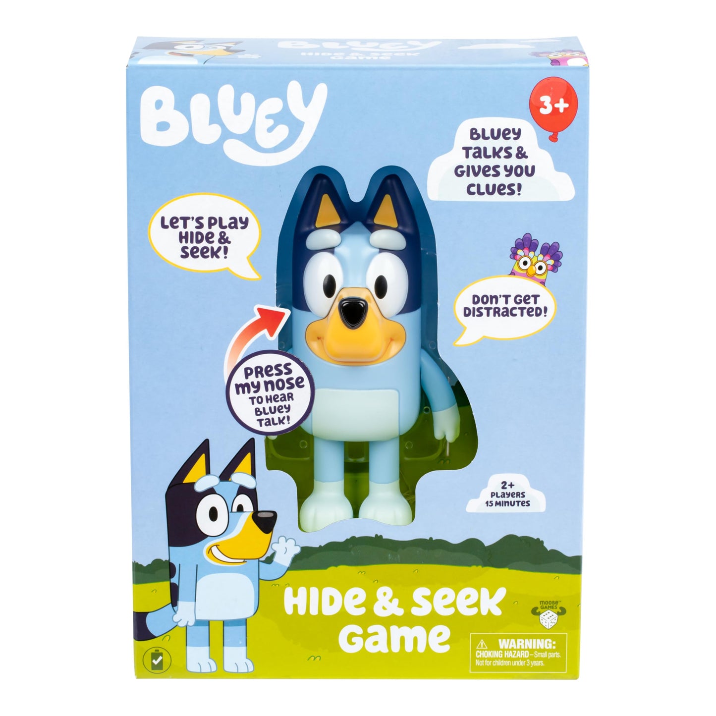 Bluey Hide & Seek Game, Hide The Figure And Press Her Nose To Start The Built-In Timer, Talks And Giggles To Help Kids Find Her,