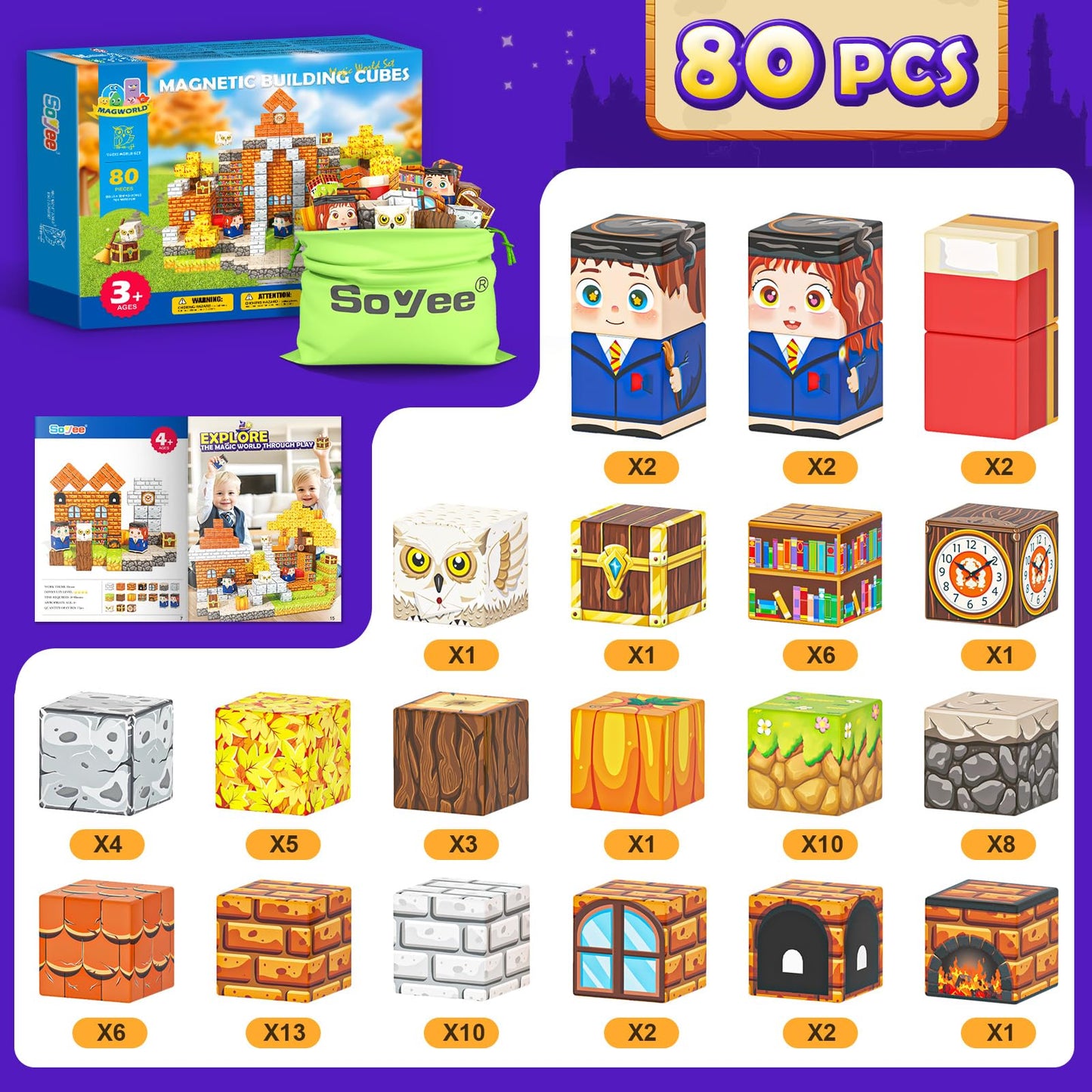 Magnetic Blocks - Build Mine Magnet World Magic World Adventure Set, 1 Magnet Cubes Kids Sensory Toys for Kids Age 3-5 5-7 8-12,