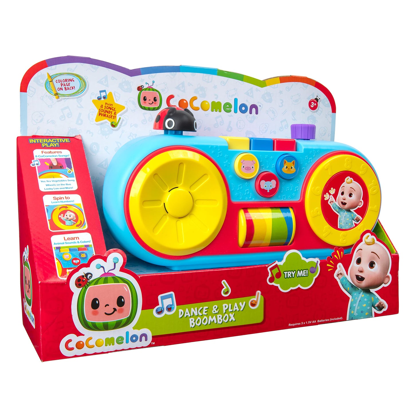 Cocomelon Dance And Play Boombox, 8 Full Songs, Colors, Animal Sounds, Numbers- Educational Music Toys, Carry N Go Handle, Toys